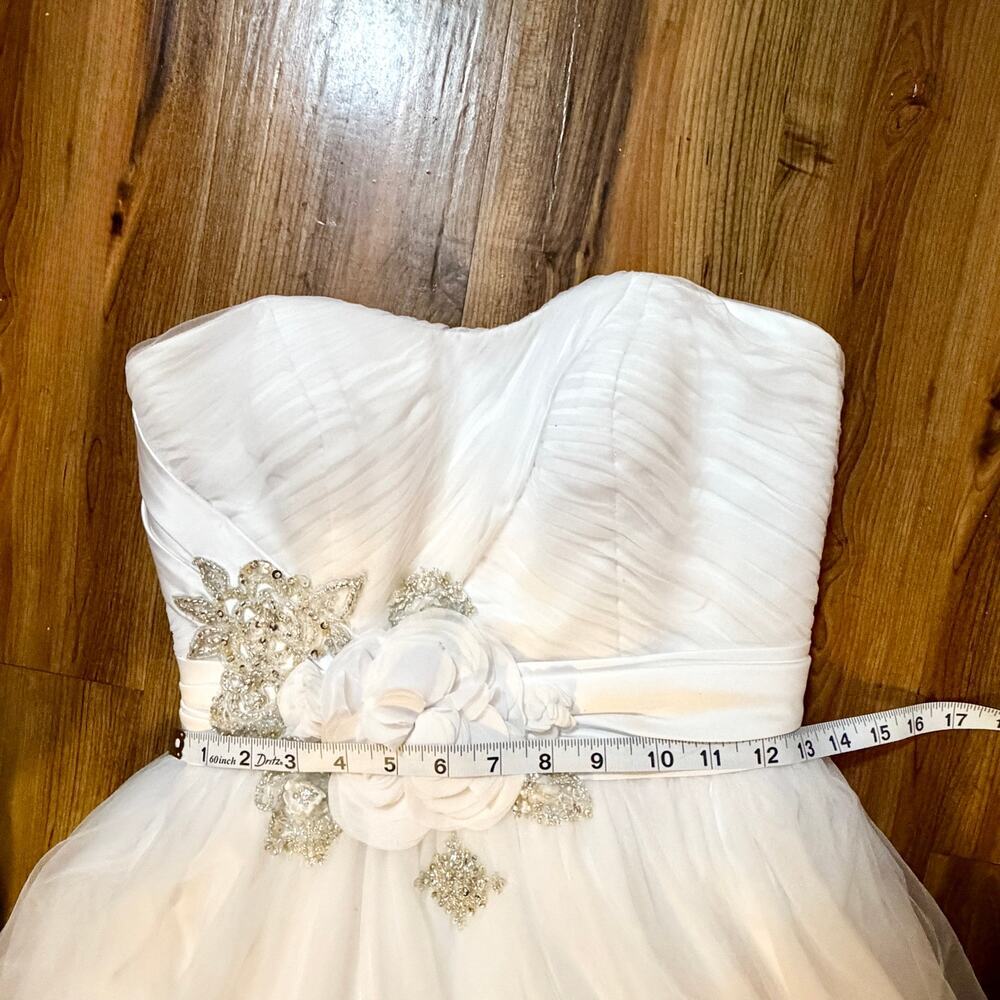 Ballgown Strapless Fall Wedding Dress with floral beaded sash waistline | Size - Picture 5 of 7